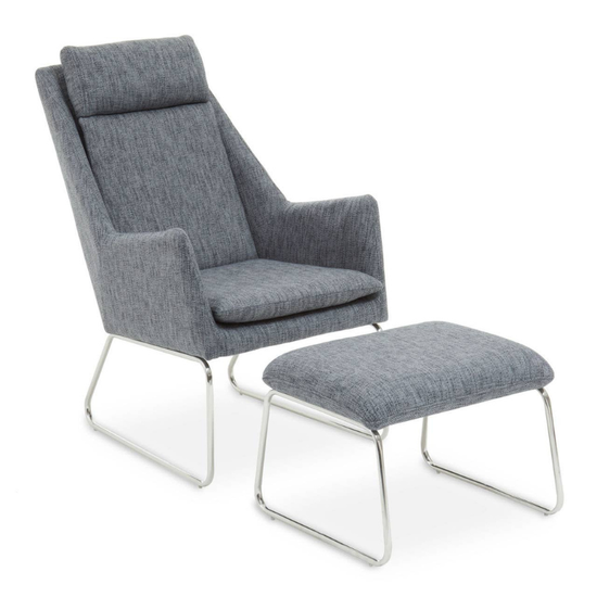 Azalea Grey Fabric Lounge Chair and Footstool Set – Relaxed Comfort with Modern Style