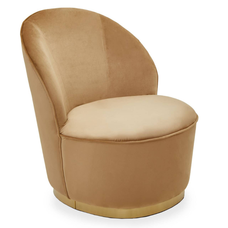 Tamra Beige Velvet Gold Base Chair – Soft Elegance with Luxurious Modern Flair
