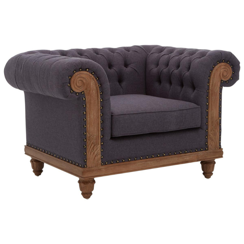 Cabra Chesterfield Graphite Grey Chair – Classic Elegance with Modern Comfort