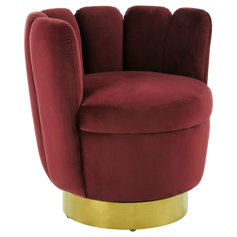Beauly Wine Velvet Accent Chair – Luxurious Comfort with Bold Style