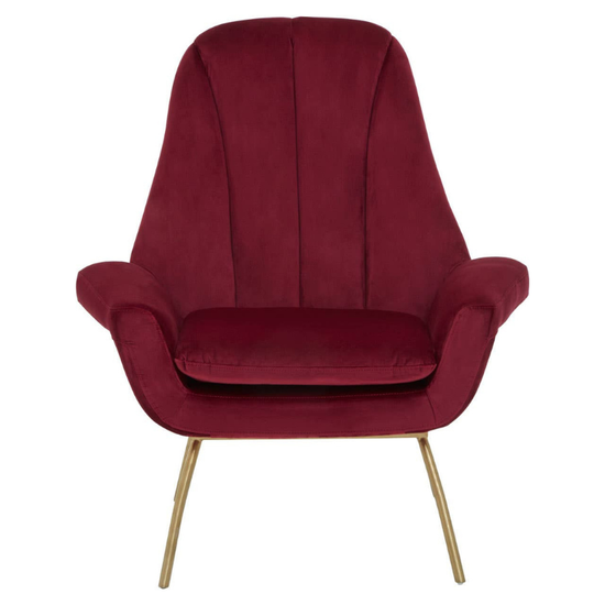 Billi Wine Velvet Lounge Chair – Luxurious Comfort with Contemporary Style