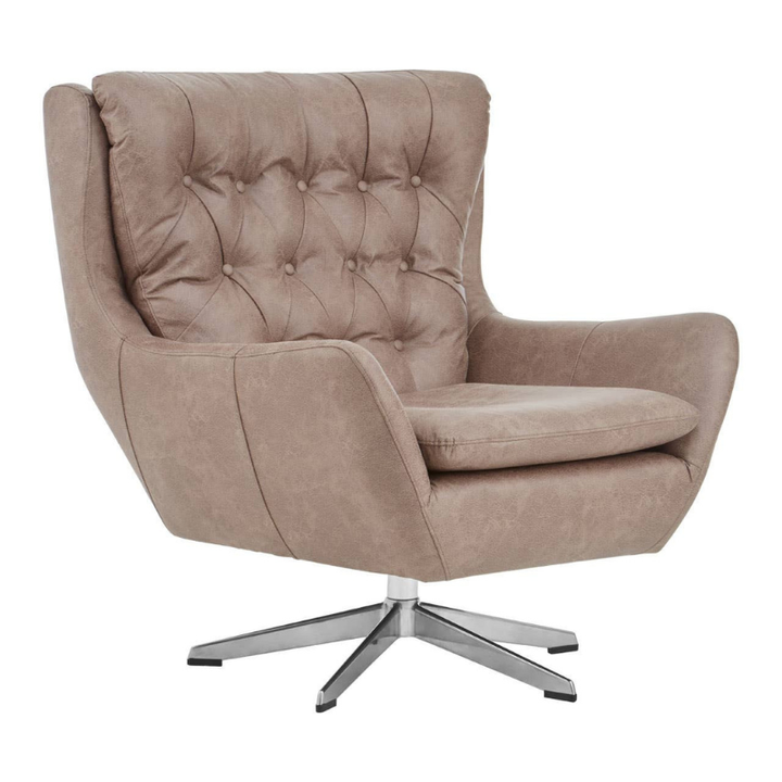 Harold Brown Leather Effect Swivel Chair – Stylish Comfort with 360° Functionality
