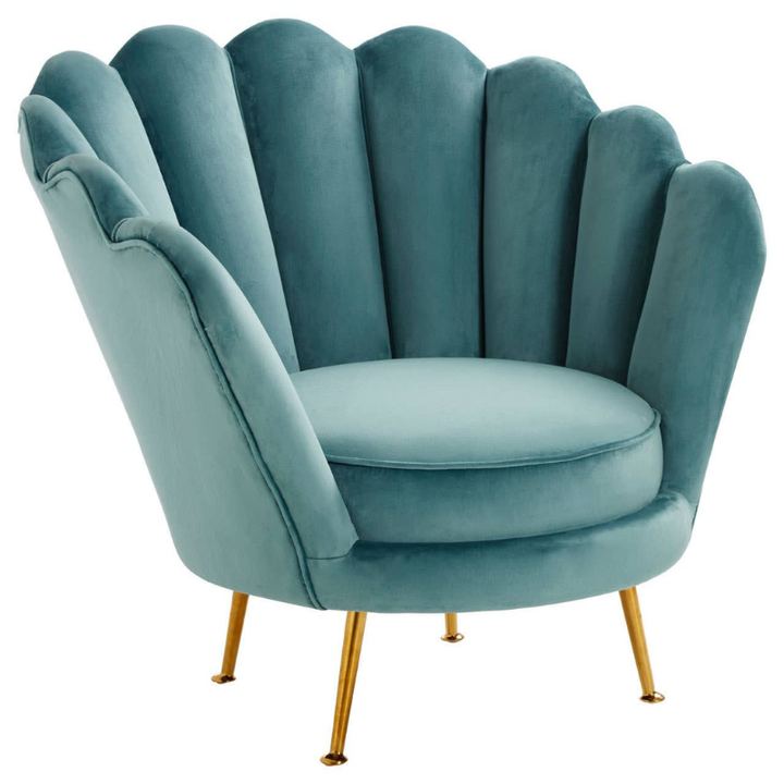 Ovala Blue Scalloped Chair – Elegant Design with Comfortable Seating