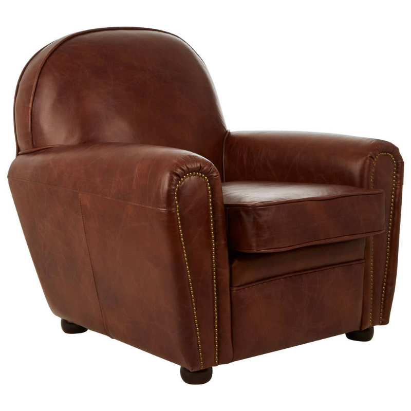 Victor Brown Leather Classic Armchair – Timeless Elegance with Comfortable Seating