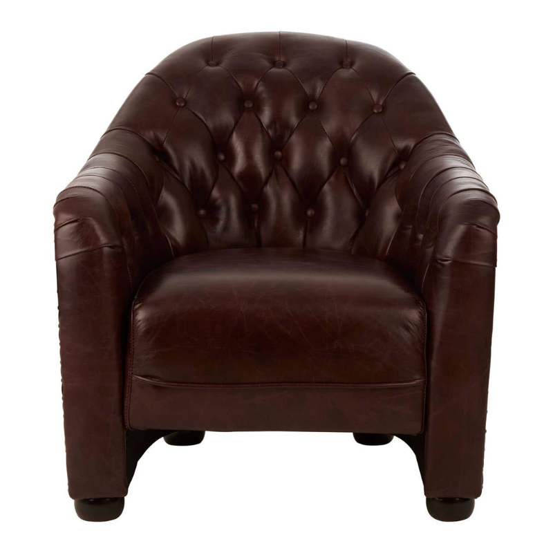 Victor Brown Leather Tub Chair – Classic Design with Comfortable Seating