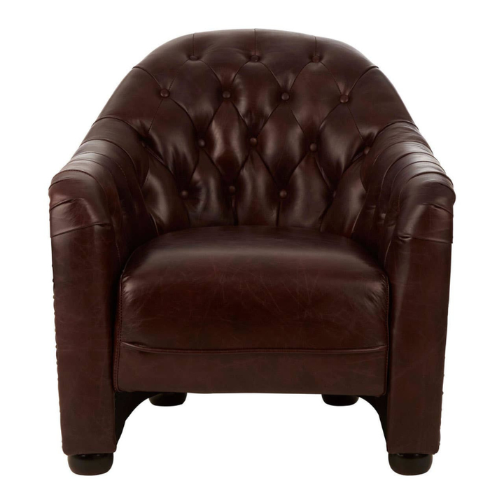 Victor Brown Leather Tub Chair – Classic Design with Comfortable Seating