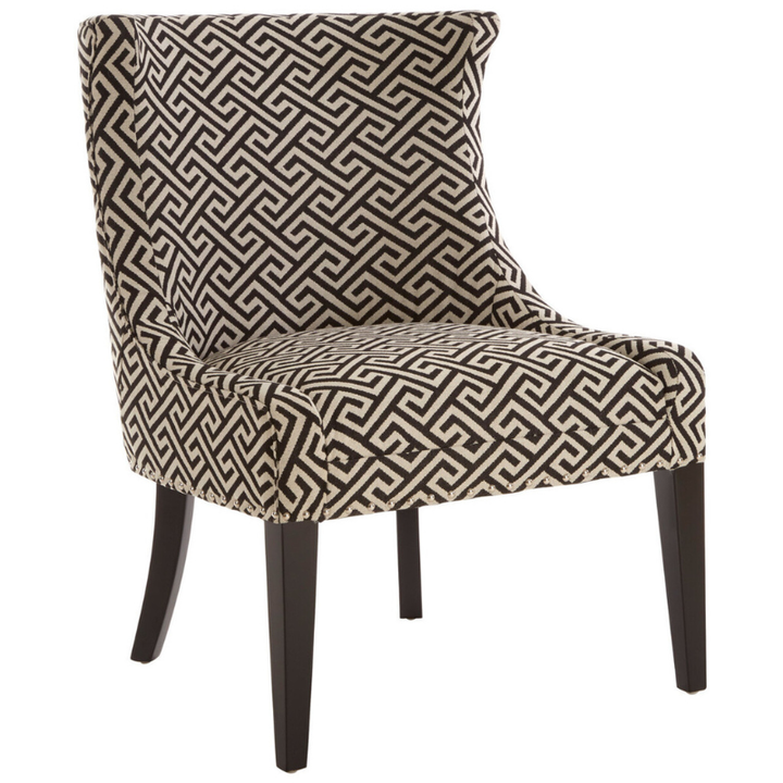 Regents Park Greek Key Design Wingback Lounge Chair – Elegant Statement with Luxurious Comfort