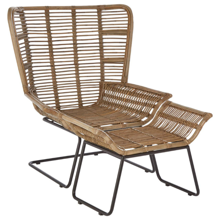 Manado Natural Rattan Lounge Chair and Footstool – Relaxed Comfort with Natural Charm