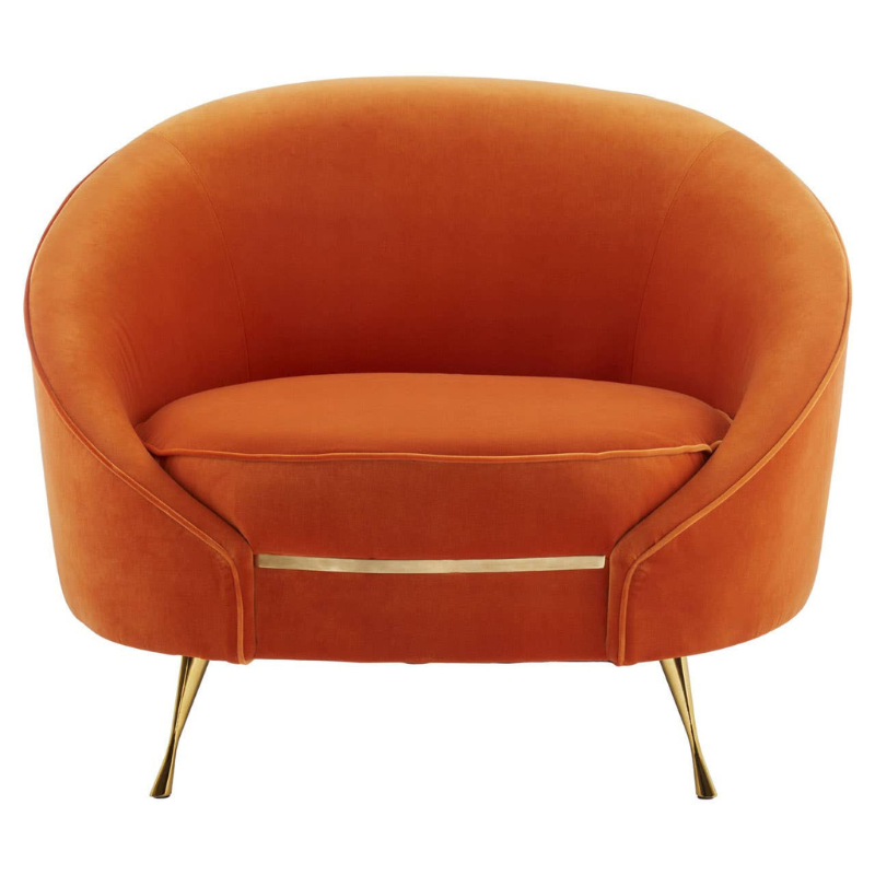 Manhattan Orange Velvet Armchair – Bold Modern Style with Luxurious Comfort