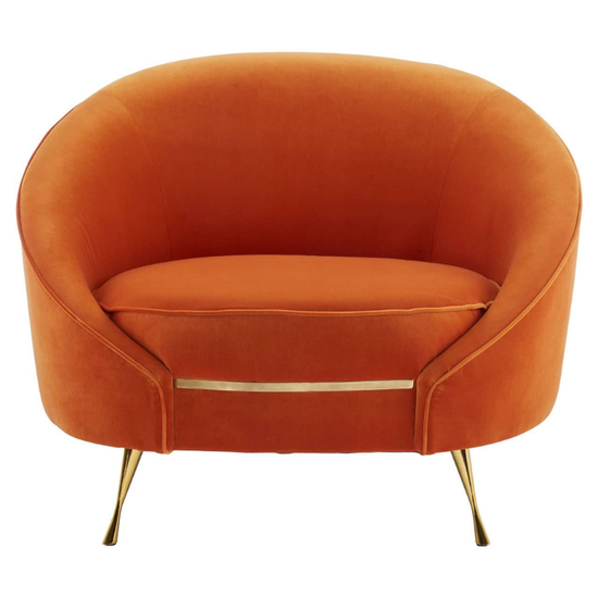 Manhattan Orange Velvet Armchair – Bold Modern Style with Luxurious Comfort
