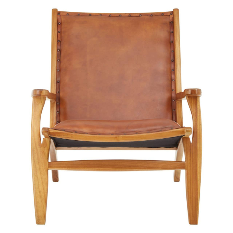 Kendari Brown Leather Chair – Timeless Craftsmanship with Natural Warmth