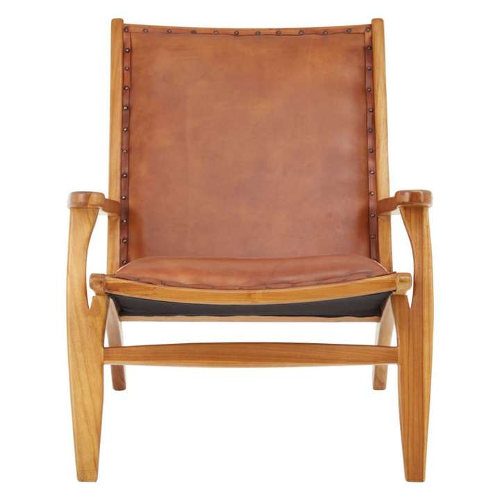 Kendari Brown Leather Chair – Timeless Craftsmanship with Natural Warmth