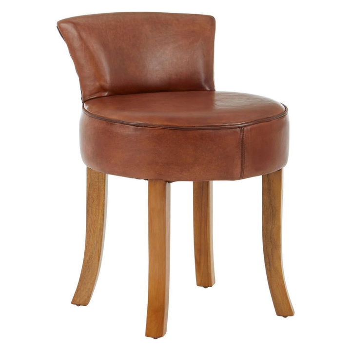 Kendari Small Brown Leather Chair – Compact Style with Natural Warmth