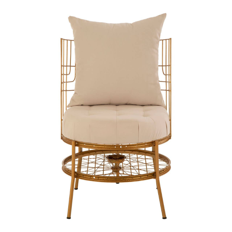 Mantis Gold Finish Chair with Cushion – Luxe Modern Design with Striking Metallic Elegance