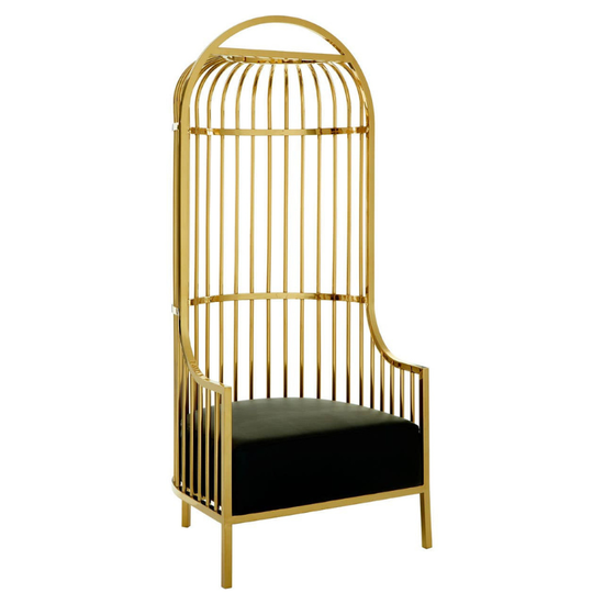 Eliza Gold Finish Dome Cage Chair – Statement Luxury Seating with Bold Architectural Design