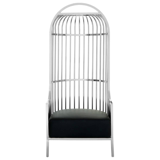 Eliza Silver Finish Dome Cage Chair – Modern Statement Seating with Sleek Architectural Style