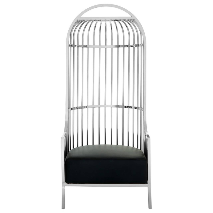 Eliza Silver Finish Dome Cage Chair – Modern Statement Seating with Sleek Architectural Style