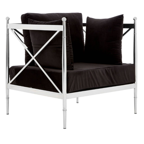 Novo Chair with Silver Lattice Arms – Modern Geometric Style with Elegant Metallic Detailing