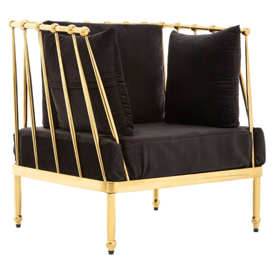 Novo Chair with Gold Finish Tapered Arms – Sleek Modern Design with Luxe Metallic Accents