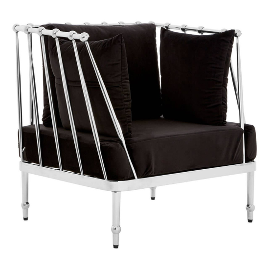 Novo Chair with Silver Finish Tapered Arms – Contemporary Comfort with Sleek Metallic Accents