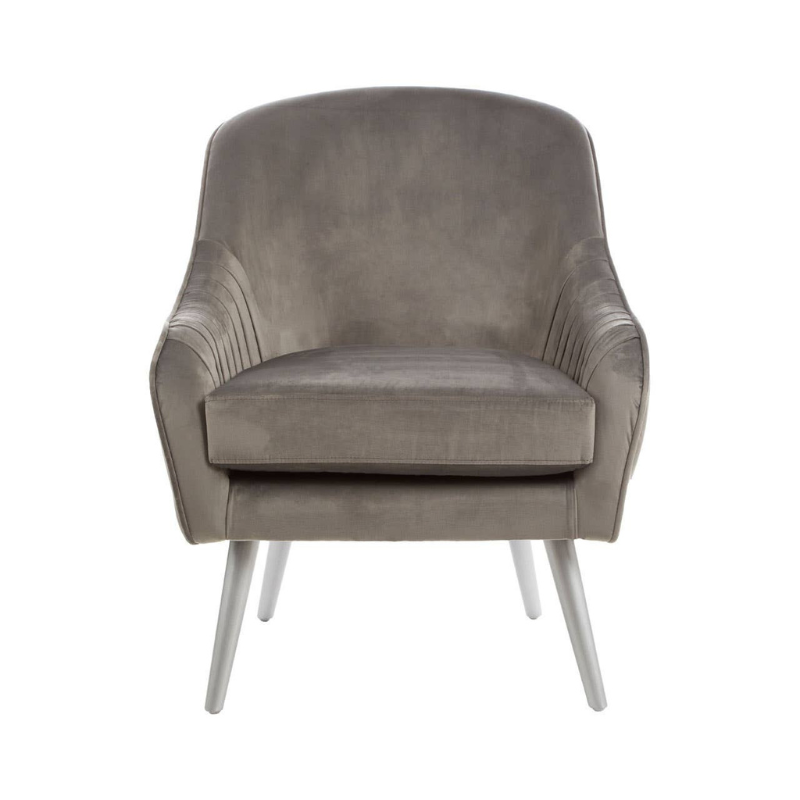 Louxor Grey Velvet Chair – Modern Luxe Comfort with Soft, Sophisticated Style