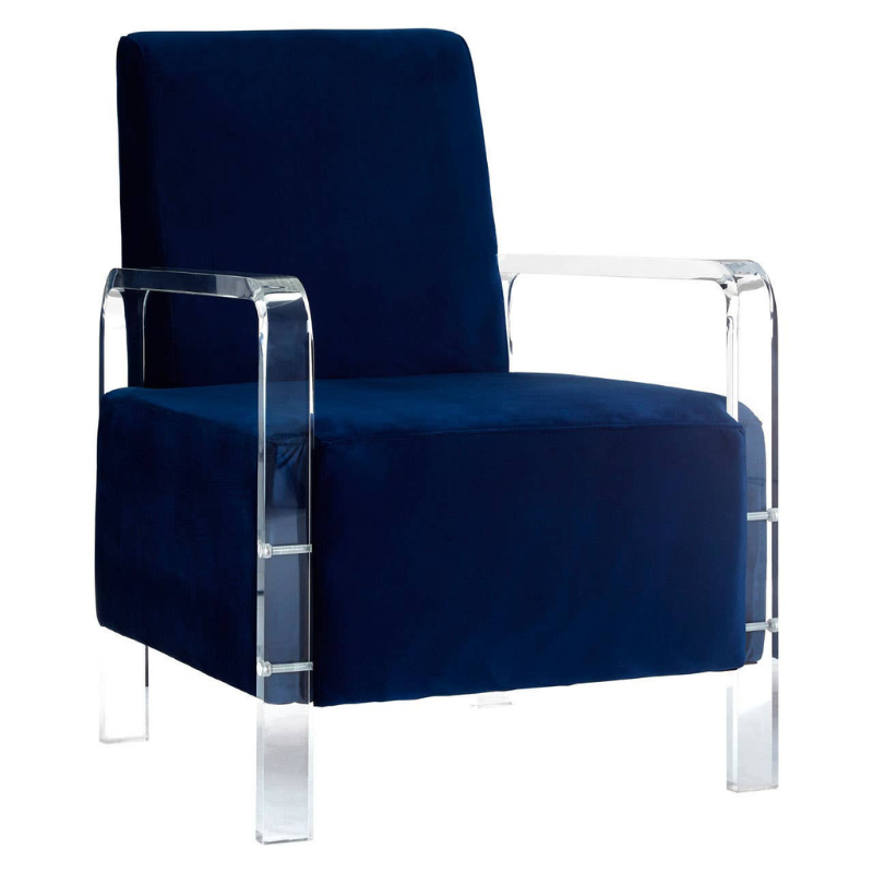 Clarence Navy Blue Velvet Armchair – Rich Luxe Texture with Timeless, Modern Elegance