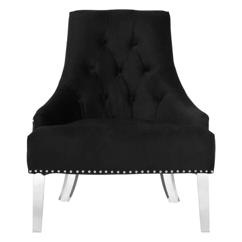 Clarence Button Tufted Black Velvet Chair – Timeless Luxury with Classic Detailing and Plush Comfort