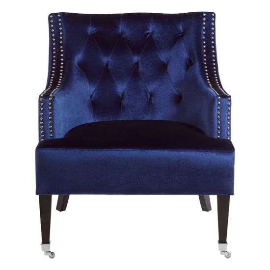 Darlington Navy Blue Velvet Armchair – Elegant Comfort with a Modern Luxe Presence