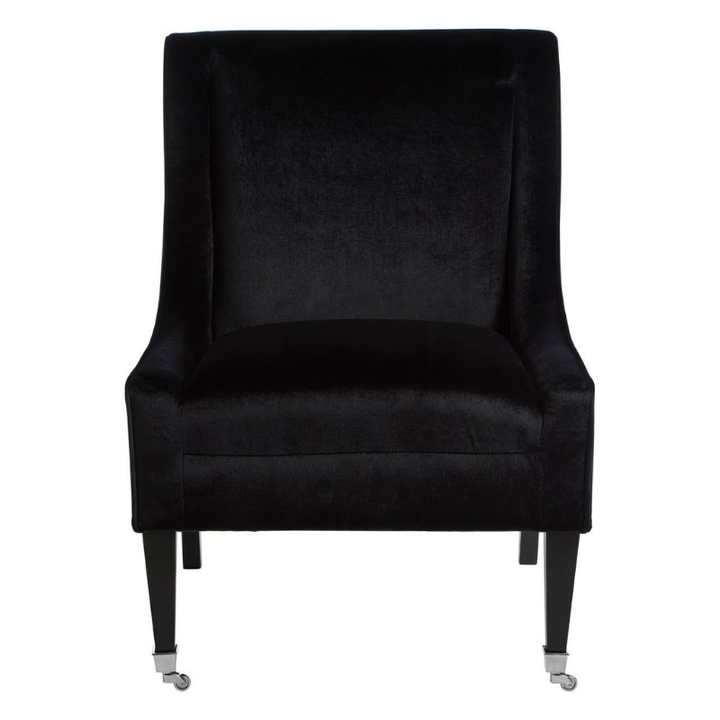 Downton Black Velvet Chair – Sleek Modern Elegance with Plush Comfort