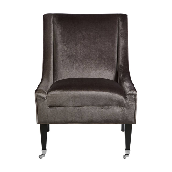 Downton Grey Velvet Chair – Contemporary Style with Plush, Comfortable Seating