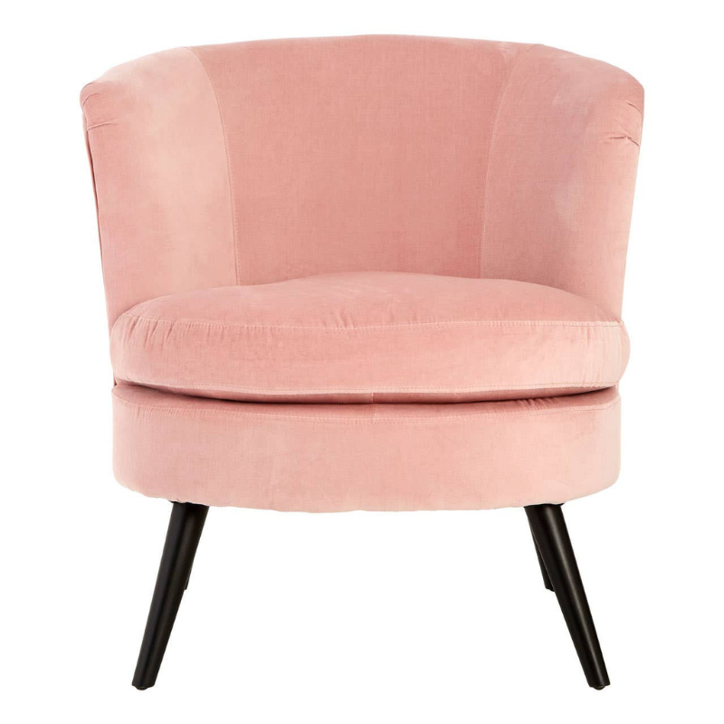 Plush Round Pink Velvet Curved Chair – Soft Modern Elegance with Luxurious Comfort