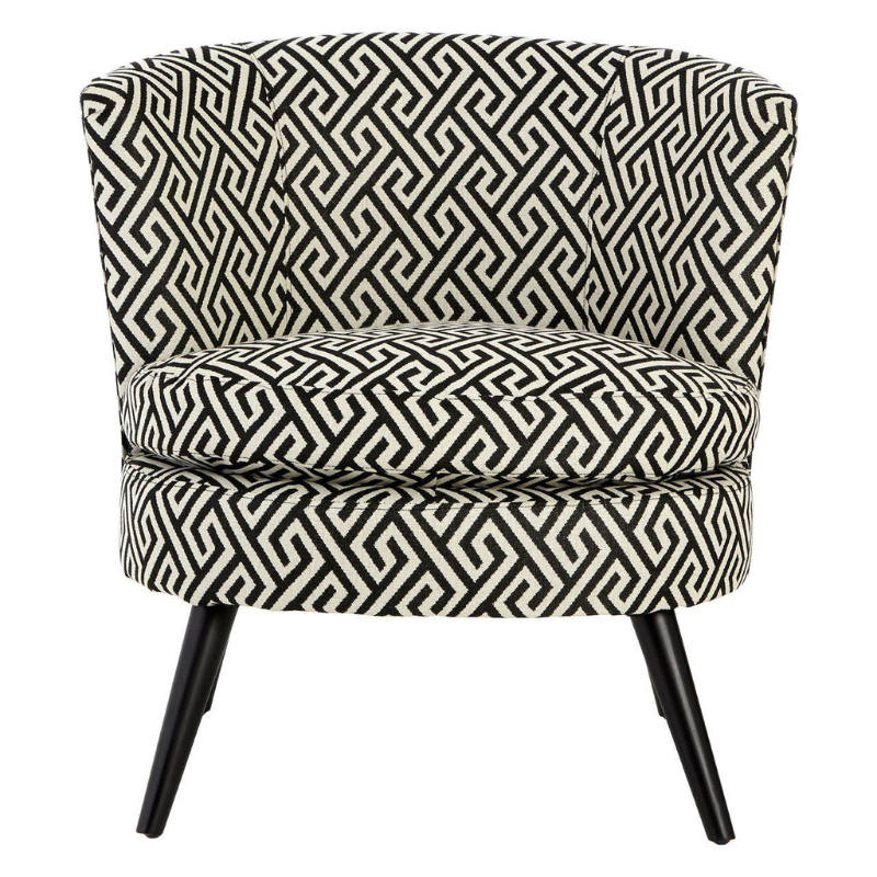 Regent Park Greek Key Design Round Accent Chair – Sophisticated Statement Seating with Classic Geometric Detail