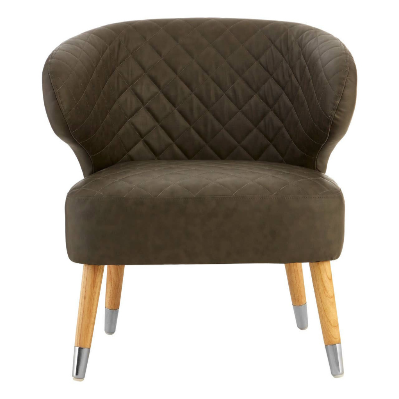 Richy Brown Leather Effect Accent Chair – Warm Contemporary Style with Comfortable Seating