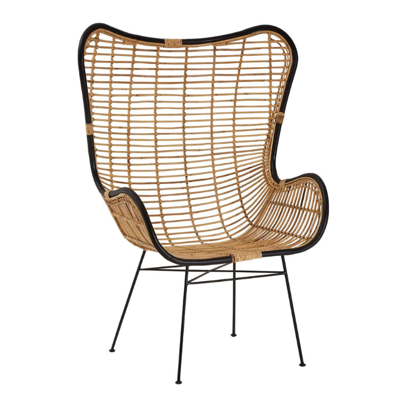 Java Natural Rattan Wingback Chair – Airy Coastal Style with Handcrafted Texture