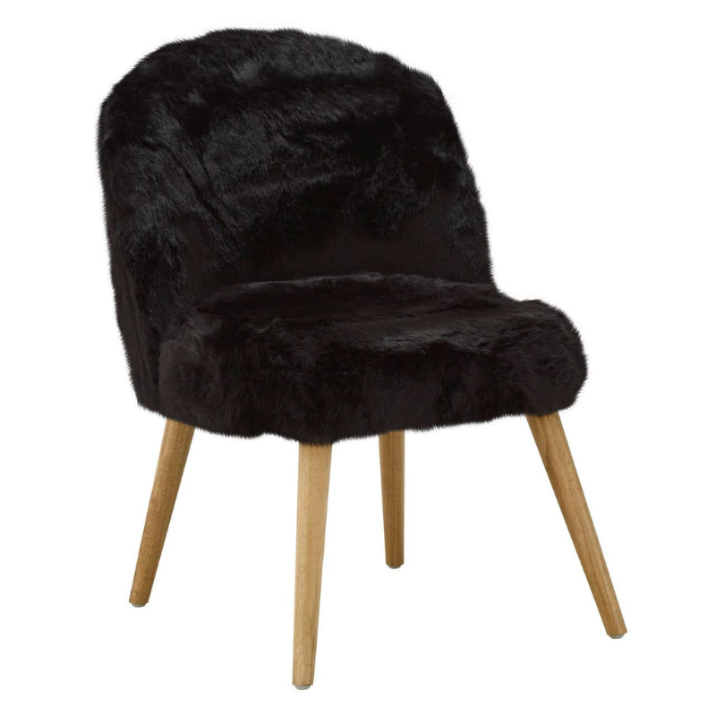 Cabaret Black Fur Effect Chair – Bold Glamour with Soft, Luxurious Texture