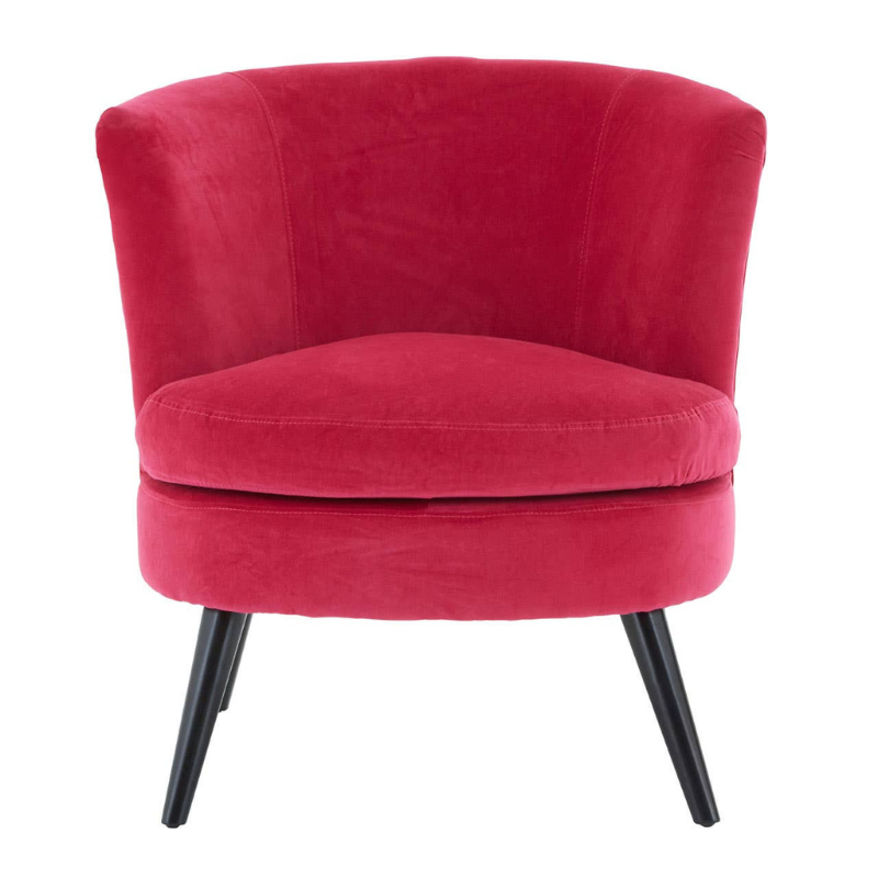 Plush Pink Velvet Round Accent Chair – Soft Curved Design with Luxurious Modern Comfort