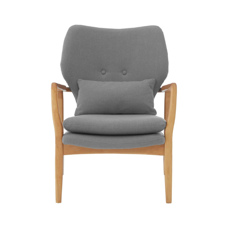 Stockholm Grey Chair with Birchwood Frame – Scandinavian Simplicity with Modern Comfort