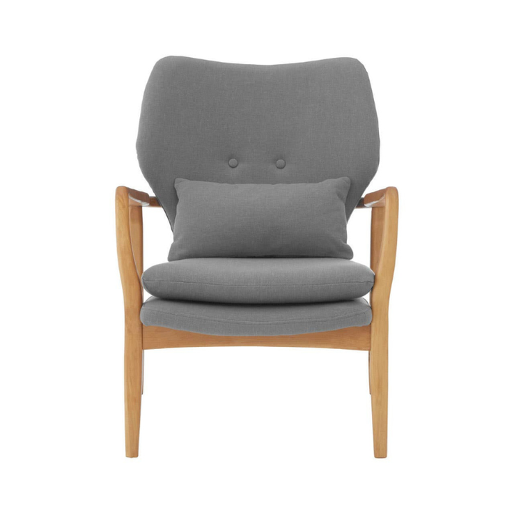 Stockholm Grey Chair with Birchwood Frame – Scandinavian Simplicity with Modern Comfort