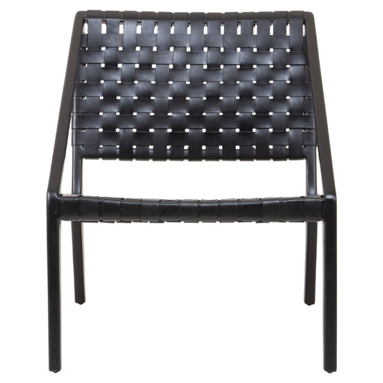 Kendari Black Cow Leather Woven Chair – Artisanal Craftsmanship with Bold Modern Style