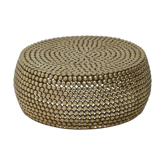 Templar Gold Finish Beaded Coffee Table – Contemporary Design with Luxe Metallic Detail