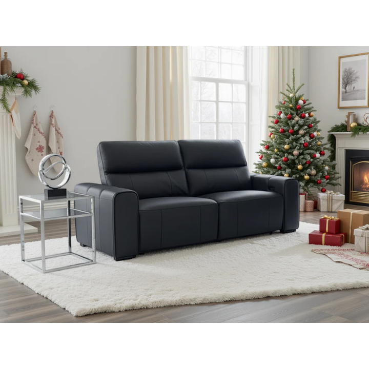 Bellagio Genuine Leather Electric Recliner Sofa Black 3 Seater – Premium Comfort with Modern Luxury