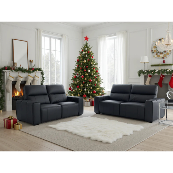 Bellagio Genuine Leather Electric Recliner Sofa Black 3+2 Set – Premium Comfort with Modern Luxury