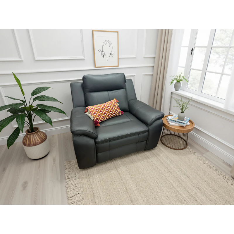 Boston Genuine Leather Electric Recliner Sofa Black Armchair – Premium Comfort with Contemporary Style