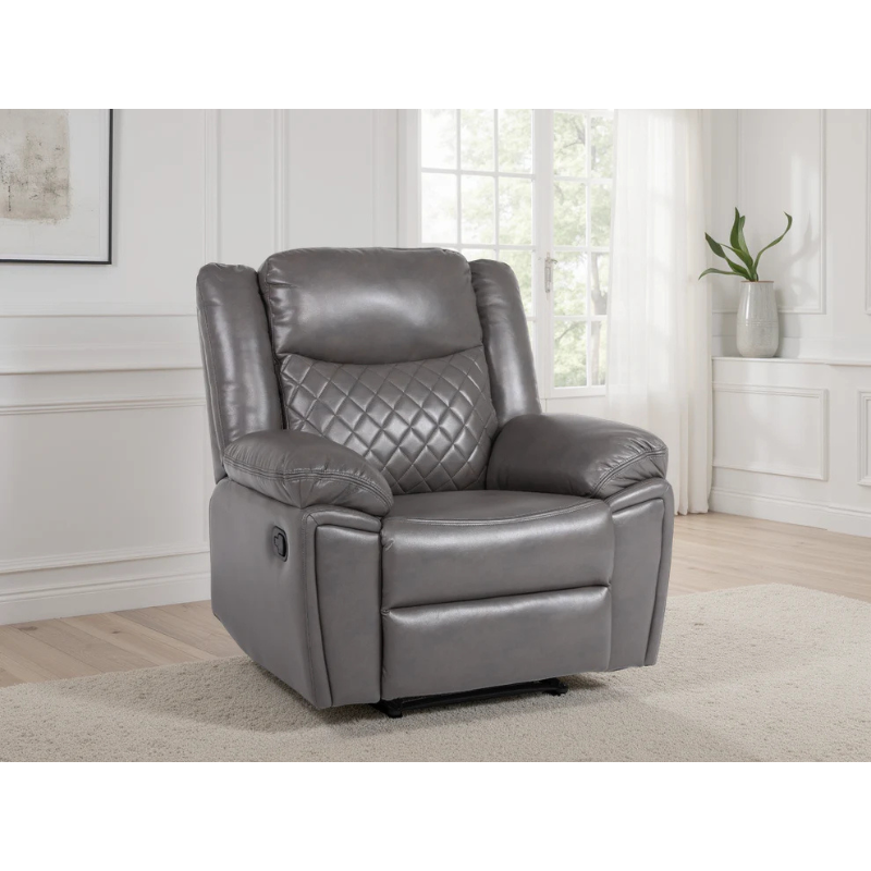 Myra Recliner Sofa Grey Armchair PU Leather – Contemporary Comfort with Practical Style