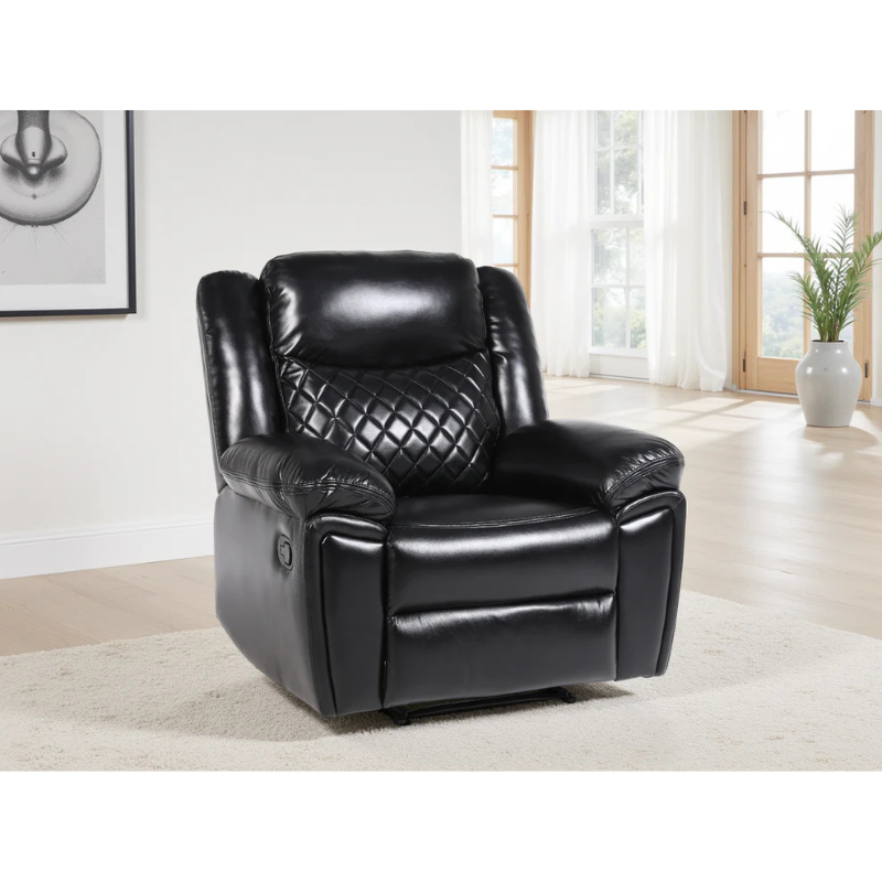 Myra Recliner Sofa Black Armchair PU Leather – Contemporary Comfort with Sleek Style