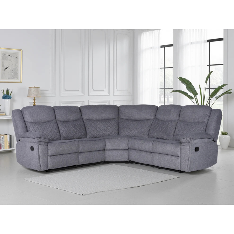 Myra Recliner Sofa Grey Fabric Large Corner – Contemporary Comfort with Spacious Design