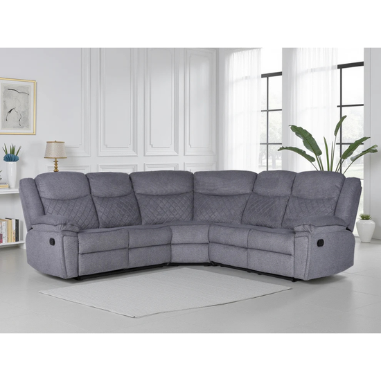Myra Recliner Sofa Grey Fabric Large Corner – Contemporary Comfort with Spacious Design