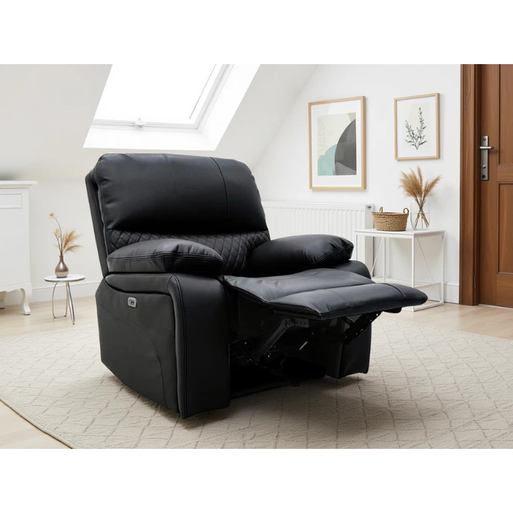 Orla Electric Recliner Sofa Black Armchair – Contemporary Comfort with Sleek Style