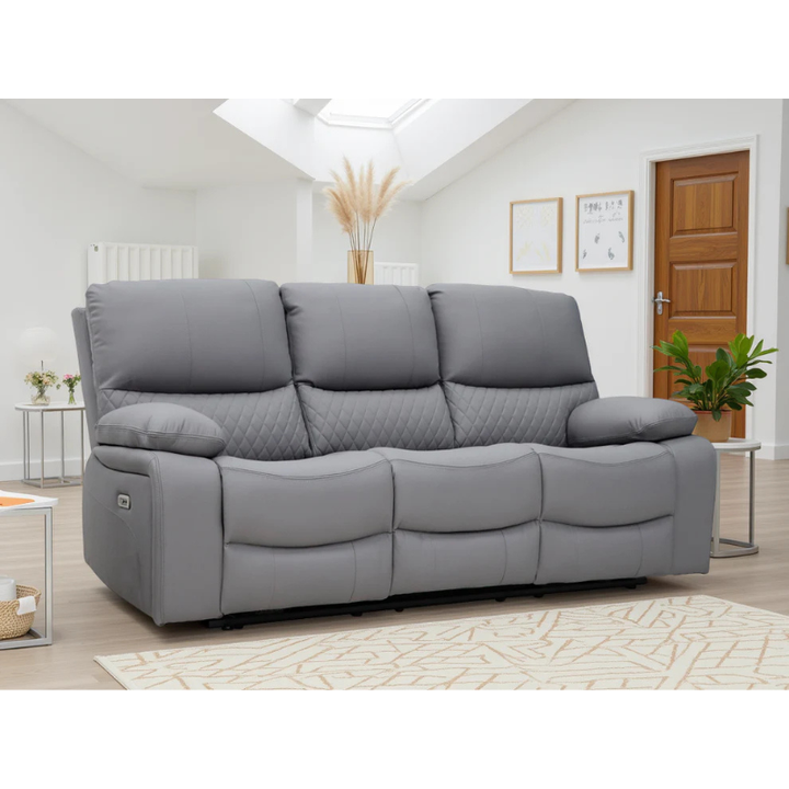 Orla Electric Recliner Sofa Grey 3 Seater – Contemporary Comfort with Modern Style