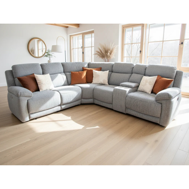 Owen Electric Recliner Sofa Grey Large Corner – Contemporary Comfort with Spacious Luxury